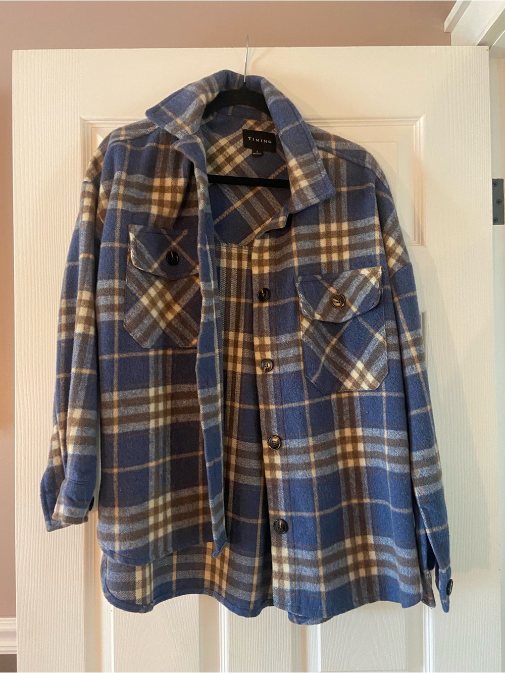 Thread & Supply Blue Plaid Button-Up Shacket